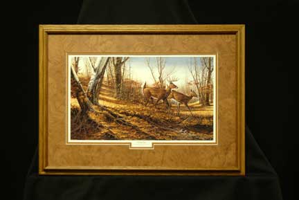Custom-framed deer artwork