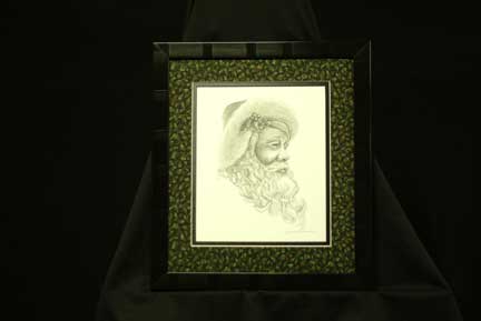Custom-framed Santa piece