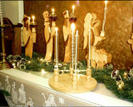 Handmade wood nativity scene